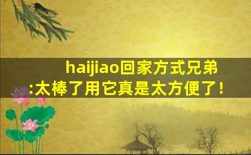 haijiao回家方式兄弟:太棒了用它真是太方便了！