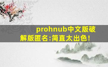 prohnub中文版破解版匿名:简直太出色！