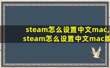steam怎么设置中文mac,steam怎么设置中文mac版