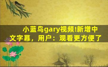 小蓝鸟gary视频!新增中文字幕，用户：观看更方便了