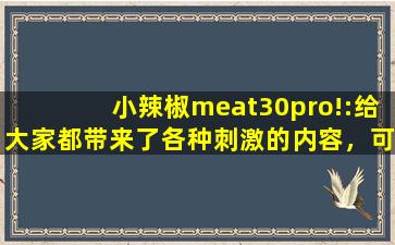 小辣椒meat30pro!:给大家都带来了各种刺激的内容，可以自由的去下载互动