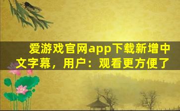 爱游戏官网app下载新增中文字幕，用户：观看更方便了