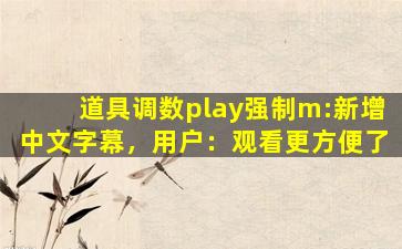 道具调数play强制m:新增中文字幕，用户：观看更方便了